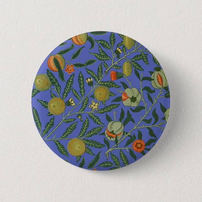 Macaron Rond 5 Cm William Morris Pomegranate Bleu papier peint color (Devant)