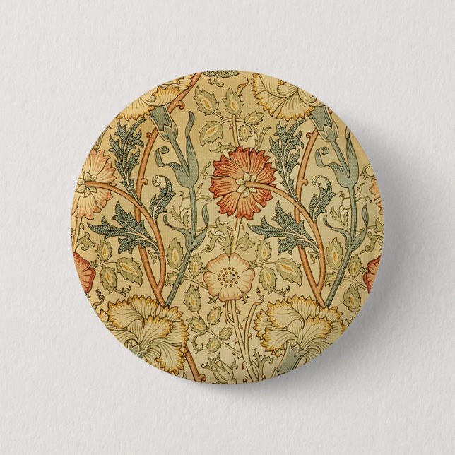 Macaron Rond 5 Cm William Morris Rose Flower Fond d'écran Motif (Devant)