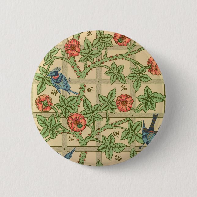 Macaron Rond 5 Cm William Morris Trellis Design classique de papier  (Devant)