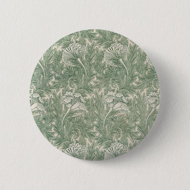 Macaron Rond 5 Cm william morris tulip papier peint textile vert (Devant)