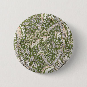 Macaron Rond 5 Cm : William Morris Windrush Motif Vert : Vintage