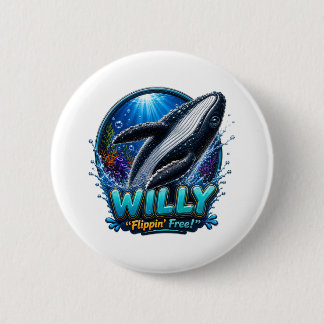 Macaron Rond 5 Cm Willy Whale – Flippin’ Libre. Drôle