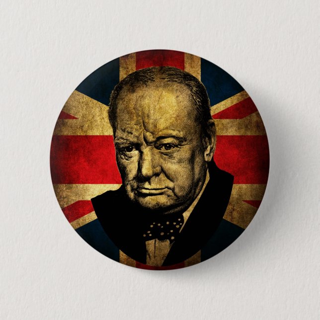 Macaron Rond 5 Cm Winston Churchill (Devant)
