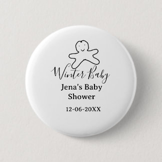 Macaron Rond 5 Cm Winter baby shower cookie black scribble hand-draw