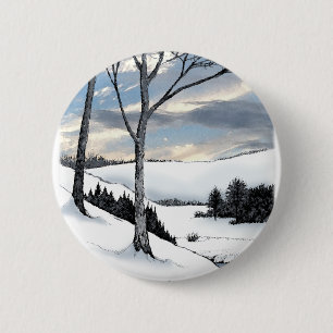 Macaron Rond 5 Cm Winter Hillside