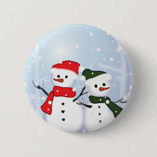 Macaron Rond 5 Cm Winter Wonderland Snowman Notre premier Noël