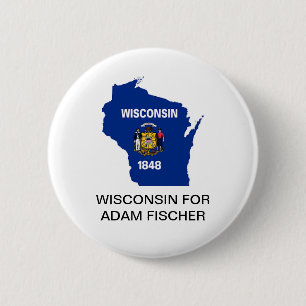 Macaron Rond 5 Cm WISCONSIN pour ADAM FISCHER GOVERNOR Button