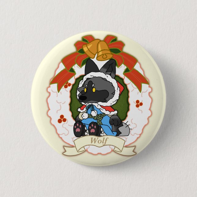 Macaron Rond 5 Cm wolf Button (Devant)