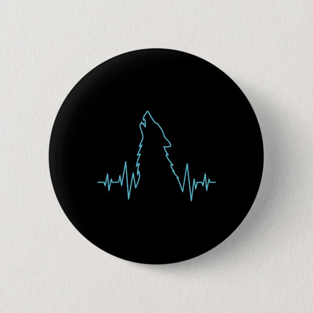 Macaron Rond 5 Cm Wolf Howling Pulse Heartbeat Wolves Costume animal (Devant)