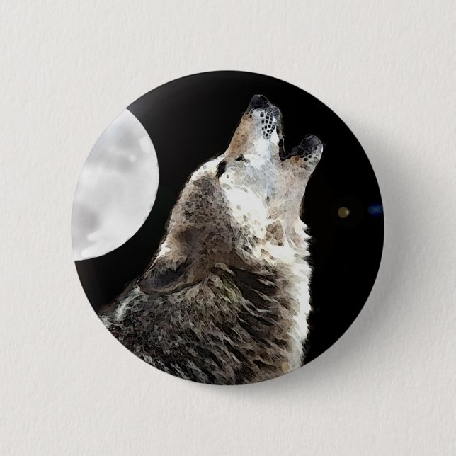 Macaron Rond 5 Cm Wolf & Moon (Devant)