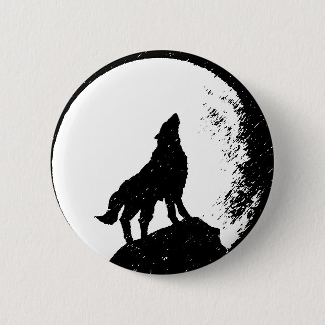 Macaron Rond 5 Cm Wolf & Moon Silhoutte (Devant)