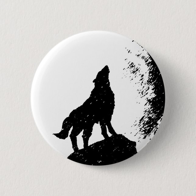 Macaron Rond 5 Cm Wolf & Moon Silhoutte (Devant)