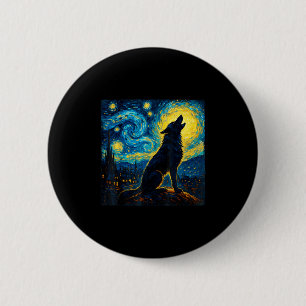 Macaron Rond 5 Cm Wolf Starry Night HowHowling Lune Dons Drôle Pour