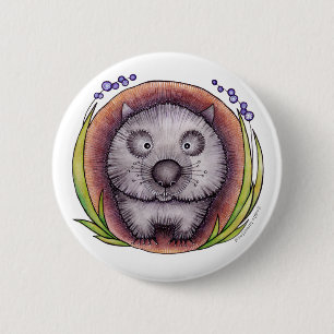 Macaron Rond 5 Cm "Wombie" l'insigne de bouton de wombat
