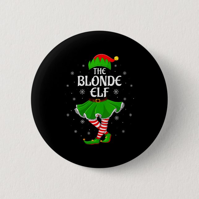 Macaron Rond 5 Cm Womens Blonde Elf Christmas Family Girls Women Elf (Devant)