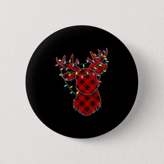 Macaron Rond 5 Cm Womens Christmas Red Buffalo Plaid Reindeer Xmas L (Devant)