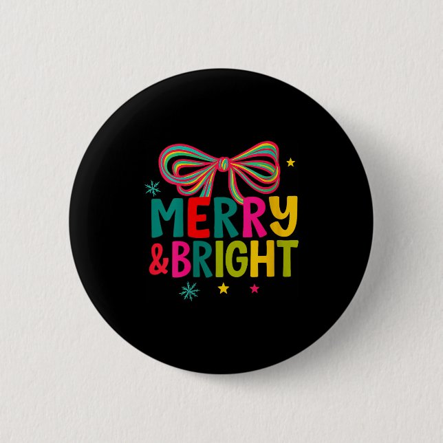 Macaron Rond 5 Cm Womens Merry And Bright Christmas Crew 2025 Funny  (Devant)