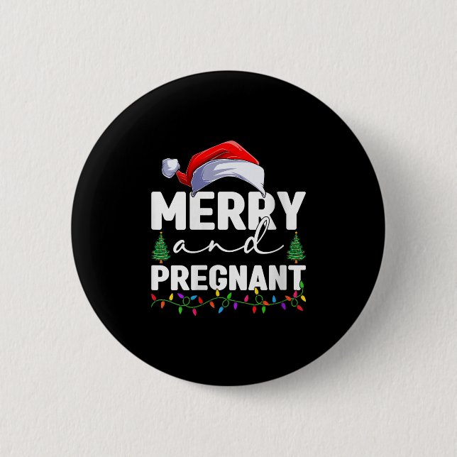 Macaron Rond 5 Cm Womens Merry And Pregnant Christmas Pregnancy Anno (Devant)