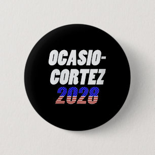 Macaron Rond 5 Cm Womens Ocasio-cortez 2028 - Aoc For President V-ne