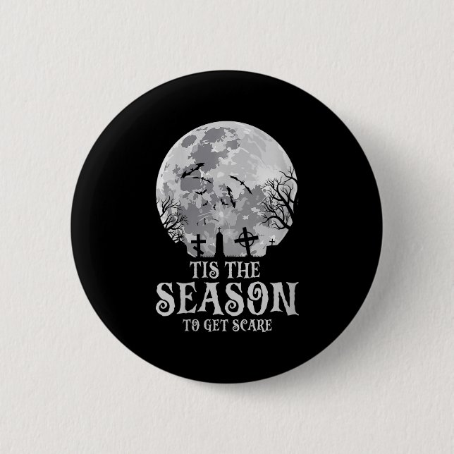 Macaron Rond 5 Cm Womens Tis The Season Y Haunted Moon Creepy Hallow (Devant)