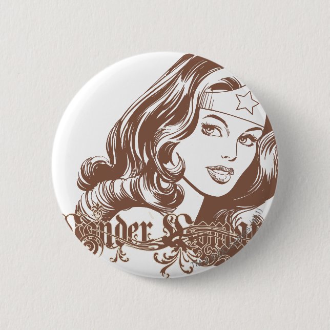 Macaron Rond 5 Cm Wonder Woman Brown (Devant)