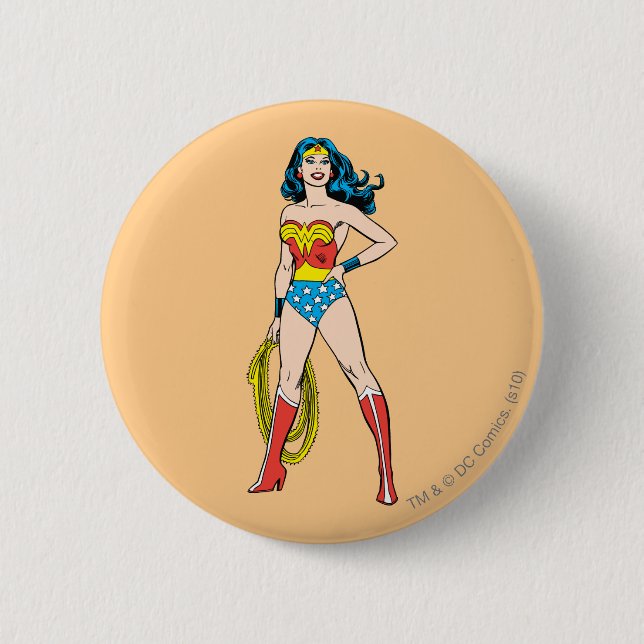 Macaron Rond 5 Cm Wonder Woman debout (Devant)