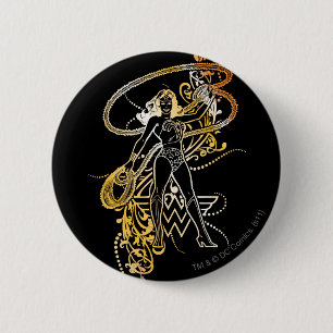 Macaron Rond 5 Cm Wonder Woman Fade Jaune
