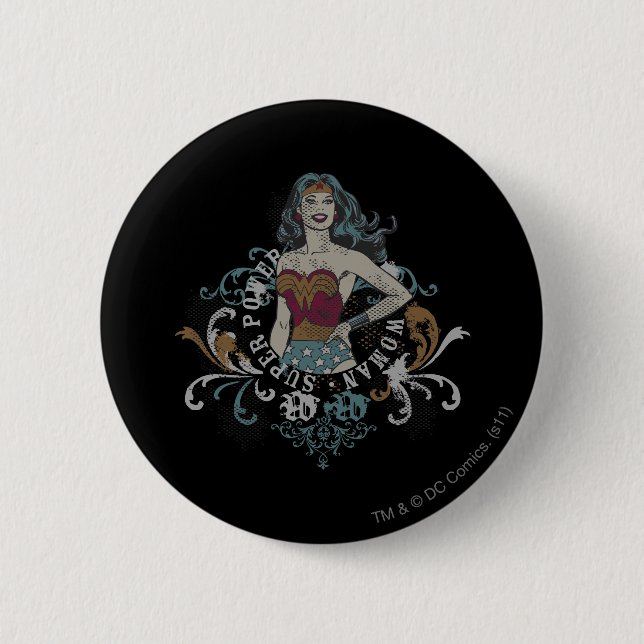 Macaron Rond 5 Cm Wonder Woman Halftone (Devant)