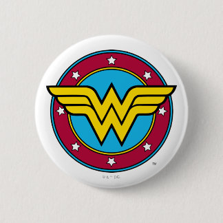 Macaron Rond 5 Cm Wonder Woman | Logo Cercle & Etoiles