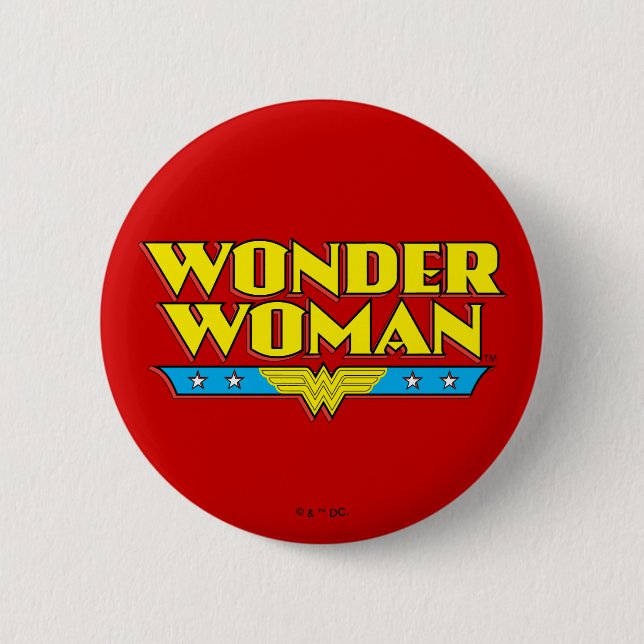 Macaron Rond 5 Cm Wonder Woman Nom et logo (Devant)