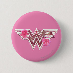 Macaron Rond 5 Cm Wonder Woman Pink Camellia Flowo