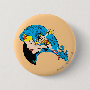 Macaron Rond 5 Cm Wonder Woman Profile Background