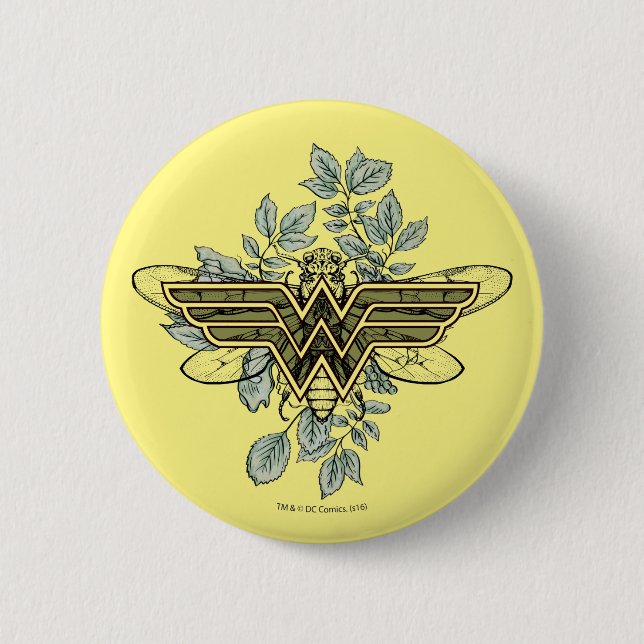 Macaron Rond 5 Cm Wonder Woman Queen Bee Logo (Devant)