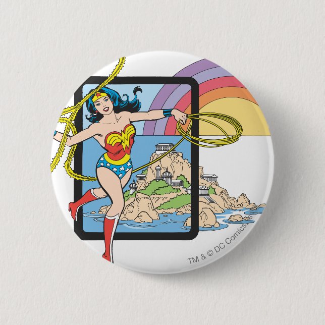 Macaron Rond 5 Cm Wonder Woman Rainbow (Devant)