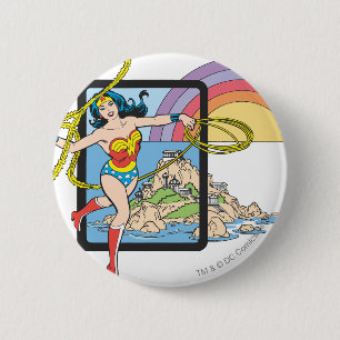 Macaron Rond 5 Cm Wonder Woman Rainbow