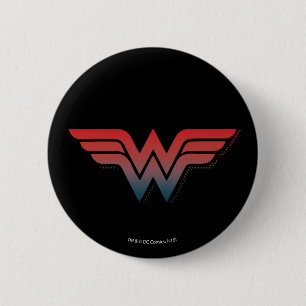 Macaron Rond 5 Cm Wonder Woman Red Blue Gradient Logo
