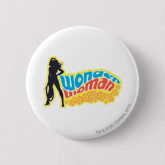 Macaron Rond 5 Cm Wonder Woman Silhouette (Devant)