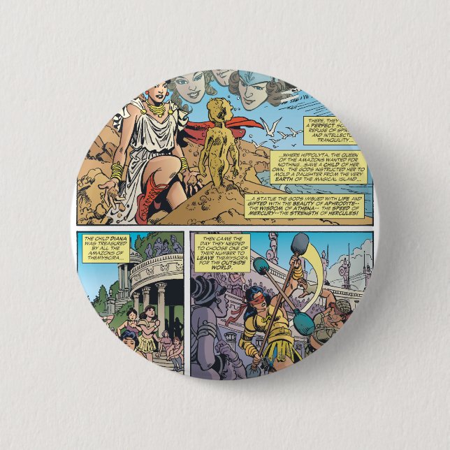 Macaron Rond 5 Cm Wonder Woman Themyscira (Devant)