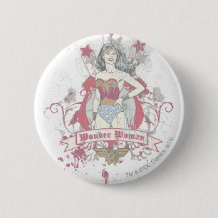 Macaron Rond 5 Cm Wonder Woman tire des étoiles