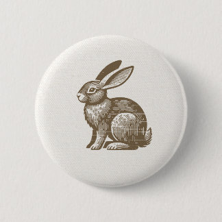Macaron Rond 5 Cm Woodcut Rabbit Button