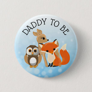 Macaron Rond 5 Cm Woodland Créatures Papa to be Baby shower Button