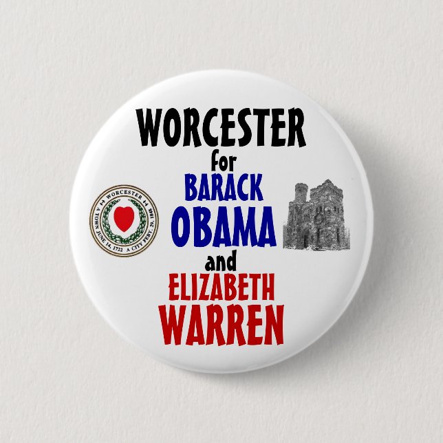 Macaron Rond 5 Cm Worcester pour Obama et terriers 2012 (Devant)