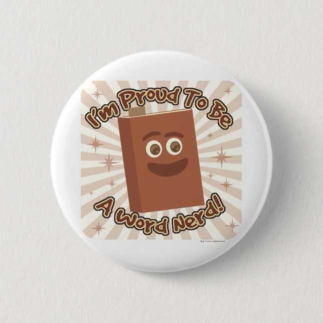 Macaron Rond 5 Cm Word Nerd Pride Livre Lecteur Dessin amusant (Devant)
