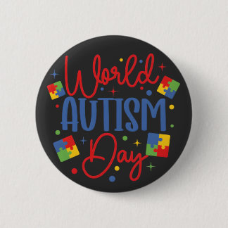 Macaron Rond 5 Cm World Autism Awareness Day Colorful Puzzle Piece