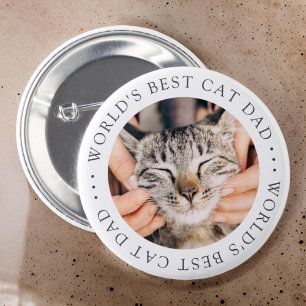 Macaron Rond 5 Cm World's Best Cat Dad Elegant Simple Custom Photo