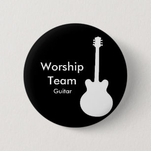 Macaron Rond 5 Cm WorshipTeam, insigne de guitare