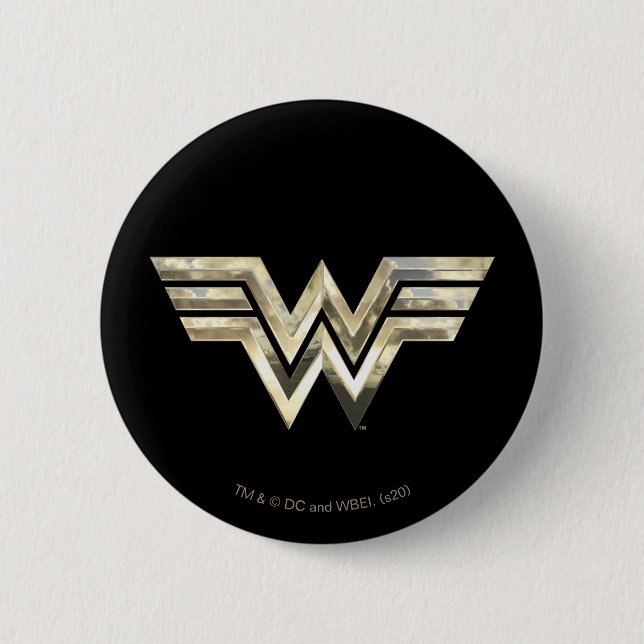 Macaron Rond 5 Cm WW84 | Logo de Golden Wonder Woman (Devant)