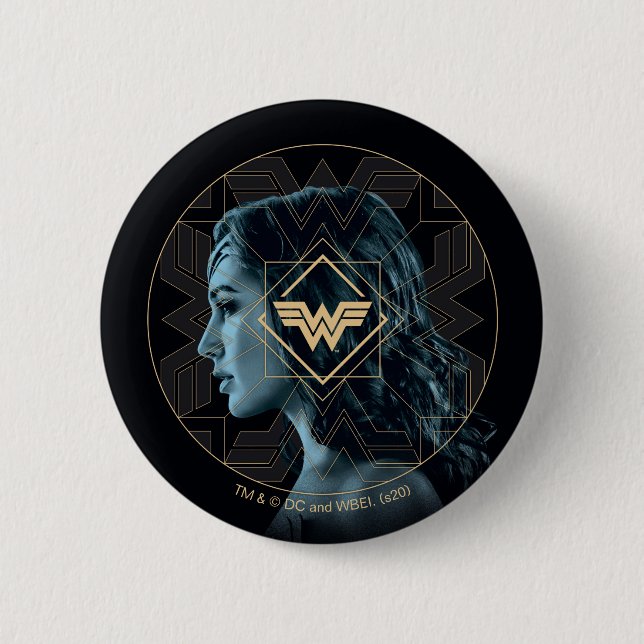 Macaron Rond 5 Cm WW84 | Wonder Woman Logo Portrait à motifs (Devant)