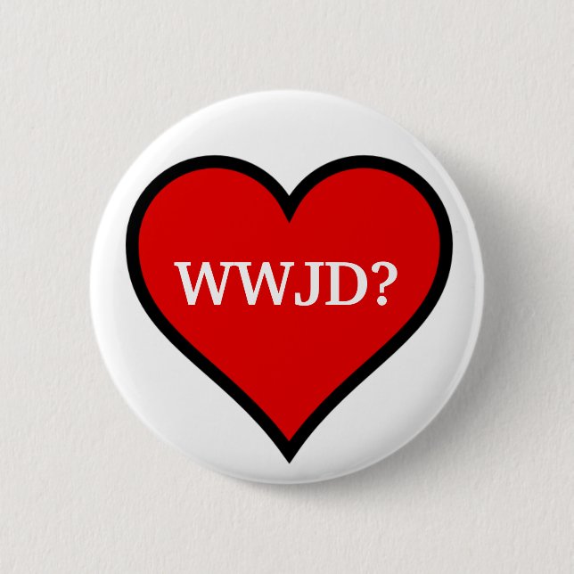 Macaron Rond 5 Cm WWJD Heart (Devant)