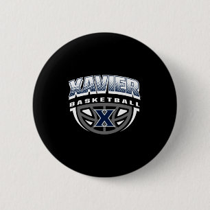 Macaron Rond 5 Cm Xavier musketeers basket dribble marine